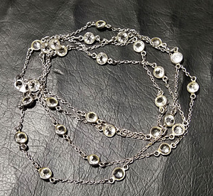 Natural White Topaz Gemstone Sterling Silver Beaded <b>Statement</b> <b>Necklace</b> 44'' Adjustable Bohemia Style Women's Gift - Product Image 5