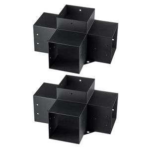 Kit staffa angolare a 4 vie resistente 2 pezzi Post-Base per legno per facile installazione travi in legno per esterni Pergola Hardware per esterni - Product Image 1