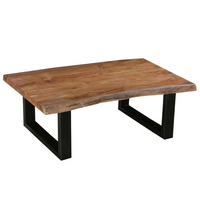 Table basse en bois massif à bord organique avec bar de style ferme moderne, hôtel, salon, bureau, maison, meubles, accents métalliques
