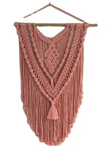 Personnalisable rose coton macramé tenture murale fait à la main moderne Bohème Art décoration pour la maison rouge suspendu Design - Product Image 5
