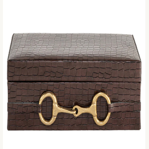 Caja de Almacenamiento de Cuero Marrón, Cajas de Cuero de Lujo Richmond Interiors, Caja de Almacenamiento Rex Marrón Oscuro, Juego de 2 - Product Image 2