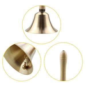 Cloche à main extra forte en laiton massif plaqué or poli avec poignée en bois, cloche polyvalente pour l'école, l'église, l'hôtel, Noël - Product Image 5