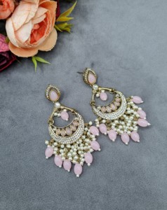 Exquisite Pear Cut Stud Stone Chandbali <b>Dangle</b> <b>Earrings</b> For Women Traditional Antique <b>Gold</b> Plated Fashion <b>Earrings</b> Manufacturers - Product Image 5
