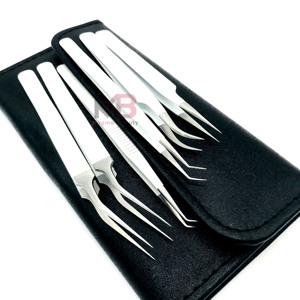Pinzas Profesionales para Extensión de Pestañas con Punta de Fibra Blanca y Logotipo Personalizado, Material de Acero Inoxidable Sostenible - Product Image 3