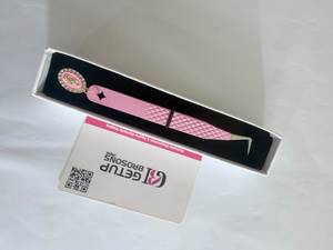Pince à épiler pour extensions de cils GETUP BROSONS IMPEX 90 rose en acier inoxydable, fibres lisses, précision antidérapante, découpe en étoile parfaite - Product Image 3