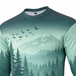 Chemise de performance à manches longues pour homme avec motif graphique, maillot de sublimation montagne-foret, vêtements de sport décontractés et de randonnée en plein air, fabrication OEM - Product Image 2