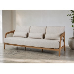 Sofá Moderno Minimalista de Madera de Teca Sólida de 3 Plazas, Sofá Tapizado Escandinavo Minimalista para Sala de Estar, Villa, Muebles de Hotel - Product Image 5