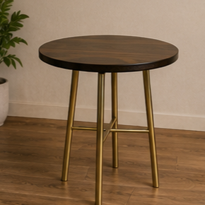 Modern Round <b>Coffee</b> <b>Table</b> <b>Walnut</b> Top Metal Legs Midcentury Living Room Furniture Durable Design - Product Image 3