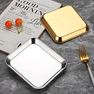 Juego de Bandejas Rectangulares Cuadradas de Acero Inoxidable Ecológicas y Modernas para Pequeños Restaurantes - Suministro Directo de Fábrica para Platos de Aperitivos - Product Image 4