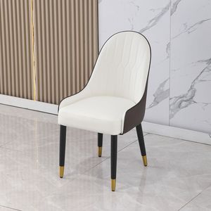 Ensemble de 2 chaises de salle à manger avec pieds en métal blanc et marron, en cuir PU, meubles durables et élégants - Product Image 5