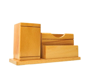Portalápices de Madera Natural Sólida con Logotipo Personalizado, Regalo Empresarial de Lujo, Portalápices Cuadrado para Oficina - Product Image 1