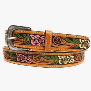 Ceinture en cuir pleine fleur de style western, gravée à la main avec motifs floraux, dernier cri, tendance, pour cow-boy et cow-girl - Product Image 5