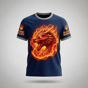 T-shirt à manches courtes pour homme en polyester, impression par sublimation, motif dragon, coupe ample, motif animal, vêtements de sport - Product Image 1