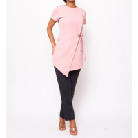 Tunique de Salon de Beauté Unisexe Style Wrap, Uniforme Fantaisie pour Coiffeur, Haut Esthétique, Logo Personnalisé, Respirant, Polyester 65% Coton