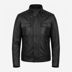 Blouson de motard en cuir vieilli pour homme, finition pull-up, doublure matelassée en polyester, ceinture à boutons-pression, équipement de moto, couleur personnalisable - Product Image 1