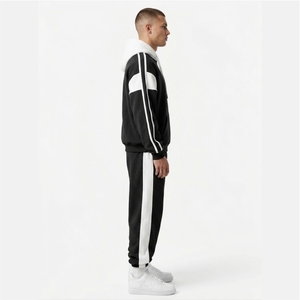 Men's Oversized <b>Retro</b> Sport <b>Tracksuit</b> – Heavyweight Fleece Set with Contrast Panel & Side Stripes - Product Image 4