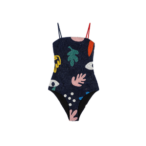 Combinaison moulante pour femme avec broderie personnalisée, sans manches, en Spandex/Coton, maillot de bain une pièce, cache-maillot de bain - Product Image 3