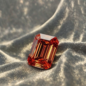 Moissanita de Laboratorio de 2 Quilates, Corte Esmeralda, Color Naranja, Claridad VVS1, Piedra Suelta Súper Brillante con Destello, con Certificado de Autenticidad, 7x9 mm - Product Image 4