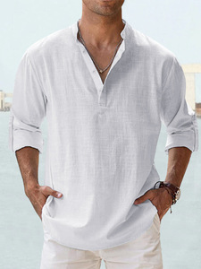 Vente <span class=keywords><strong>en</strong></span> gros de sweat-shirts <span class=keywords><strong>en</strong></span> <span class=keywords><strong>lin</strong></span> pour hommes, tailles S-5XL, manches longues, couleur unie, coupe ample, col montant, t-shirt confortable <span class=keywords><strong>en</strong></span> coton - Product Image 1