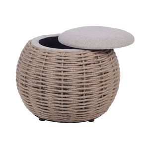 Natural Woven Brown Ottoman with <b>Storage</b> <b>Stools</b> & Ottomans Product - Product Image 5