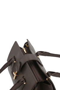 Bolso de Hombro de Cuero Vacuno Genuino para Mujer, Bolso de Mano de Moda con Cierre de Cremallera y Broche, Dos Asas - Product Image 4