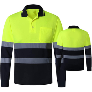 Camiseta Polo de Manga Larga Reflectante de Alta Visibilidad para Hombre, Color Naranja y Negro, Tallas Grandes, Tejido de Poliéster, Ropa de Trabajo Informal - Product Image 3