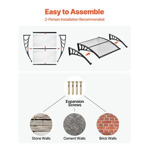 Toldos para Ventanas de Puertas Exteriores de 38 x 40 Pulgadas, Protección Contra Lluvia, Nieve y Sol, con Drenaje, Soporte de ABS, Toldos para Entrada de Puerta - Product Image 5