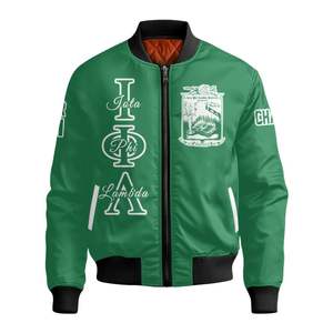 Veste universitaire personnalisée pour femmes Iota Phi Lambda, vert émeraude, avec emblème grec sur le devant et le dos, numéro d'année, fermeture éclair, style bomber - Product Image 5