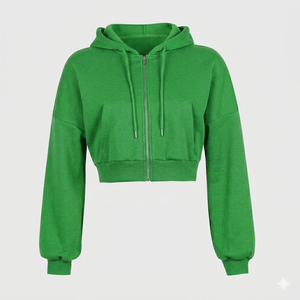 Sudadera con Capucha Corta para Mujer, Informal, de Manga Larga, Sudadera con Capucha, Moda Urbana, Top Corto - Product Image 6