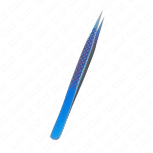 Blue I Shaped Eyelash Extension Tweezers Stainless Steel Diamond Grip Pointed Tip Precision Volume Lash <b>Tool</b> Classic - Product Image 4