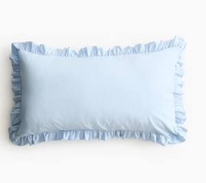 Housse de coussin à volants 100 % coton tissé couleur unie, style ferme, décorative, 18x18 pouces, pour canapé - Product Image 2