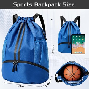 Wholesale Drawstring Gym Backpack with Shoe Compartment Sports <b>String</b> <b>Bag</b> for Soccer Basketball Swimming Beach Travel Men Women - Product Image 4
