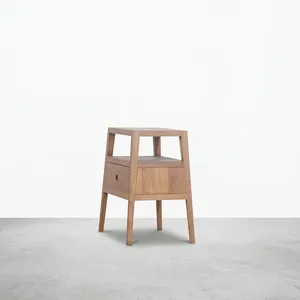 Table de chevet moderne en bois massif Arden avec tiroir, design scandinave, meuble de rangement pour chambre à coucher, pour usage domestique - Product Image 2