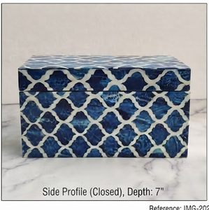 Moroccan Blue Resin Pattern Jewelry <b>Box</b> Rectangular <b>Cardboard</b> <b>Storage</b> With Lid - Product Image 4