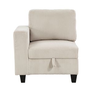 Moderna Poltrona da Soggiorno in Tessuto Corduroy Beige con Tasca Portaoggetti e Porte di Ricarica - Rivestimento in Tessuto - Product Image 3