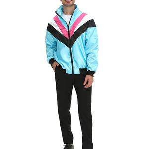 Veste à capuche zippée unisexe en tricot color block bleu clair, rose et noir, style Y2K, respirante, coupe régulière, 100 % coton, hiver - Product Image 3