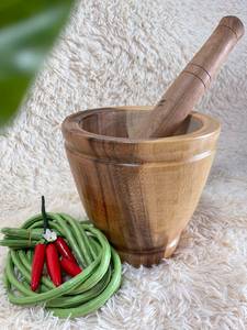 Mortero y Pilón de Madera Artesanal de la Mejor Calidad, Ecológico, de Madera de Acacia, Triturador de Hierbas, Precio al por Mayor, Utensilios de Cocina para Cocinar - Product Image 5