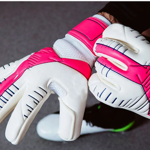 Gants de gardien de but de football blancs et roses en PU, à doigts entiers, antidérapants, respirants, avec sangle de poignet réglable, unisexe - Product Image 4