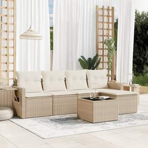 Ensemble de canapés de jardin en rotin beige 4 places avec rangement, mobilier d'extérieur au design contemporain - Product Image 3