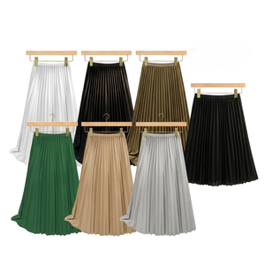 Jupe plissée légère en mousseline de soie à taille haute, style vertical décontracté, broderie personnalisée avec logo OEM, fabriquée en Chine pour femmes, collection été - Product Image 1