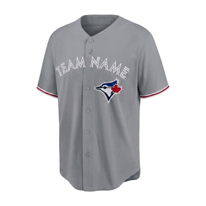 Camiseta de béisbol sublimada gris claro personalizada para hombre, uniforme de equipo, camisa con botones, ropa deportiva transpirable, corte regular, alta calidad - Product Image 1