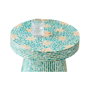 Tabouret contemporain en mosaïque de nacre avec finition artisanale de luxe - Product Image 2
