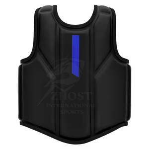 Black Boxing Chest Protector MMA Body Guard Leather <b>Foam</b> Adjustable Buckle Vest Breathable Padding for Waist Sparring Training - Product Image 4