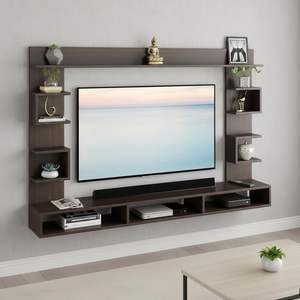 Soporte de Pared para TV de Madera Sintética/Soporte para Decodificador con Estantes de Exhibición/Soporte Moderno para TV/Gabinete/Vitrina (Wenge) - Product Image 1