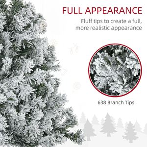 210 cm 6FT Prelit Artificial Christmas Tree Flocked Snow Frosted <b>Branches</b> Warm White LED <b>Lights</b> Auto Open for Decorations - Product Image 6