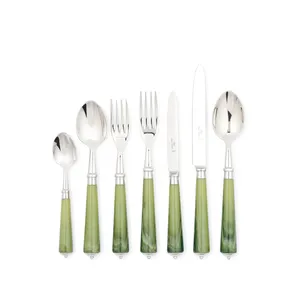 Trending Modern Stainless Steel <b>Flatware</b> <b>Set</b> with Customizable Luxury Green Handle for Wedding/Party Use and Stylish Dining - Product Image 1