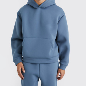 Conjunto Deportivo Premium para Hombre, Sudadera con Capucha Azul y Pantalones Jogger, Color Sólido, Algodón, Ropa Deportiva Informal para Gimnasio y Running - Product Image 5
