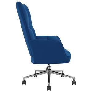 Silla de Oficina Azul Terciopelo 100% Poliéster Tamaño Mediano con Estructura de Acero Asiento Relajante - Product Image 4