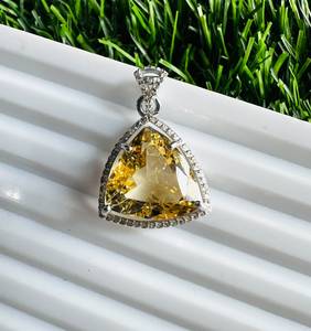 TASBIYA GEMS Women's Natural <b>Citrine</b> Gemstone 925 Sterling Silver Minimalist Solitaire <b>Pendant</b> Gold Rhodium Plating Third Party - Product Image 5