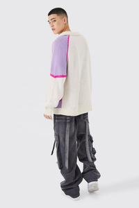 Nouveau Jean Cargo en Denim Violet Ample avec Détail de Sangle Rigide, Effet Usé, Style Streetwear, Coupe Large, Personnalisé - Product Image 5
